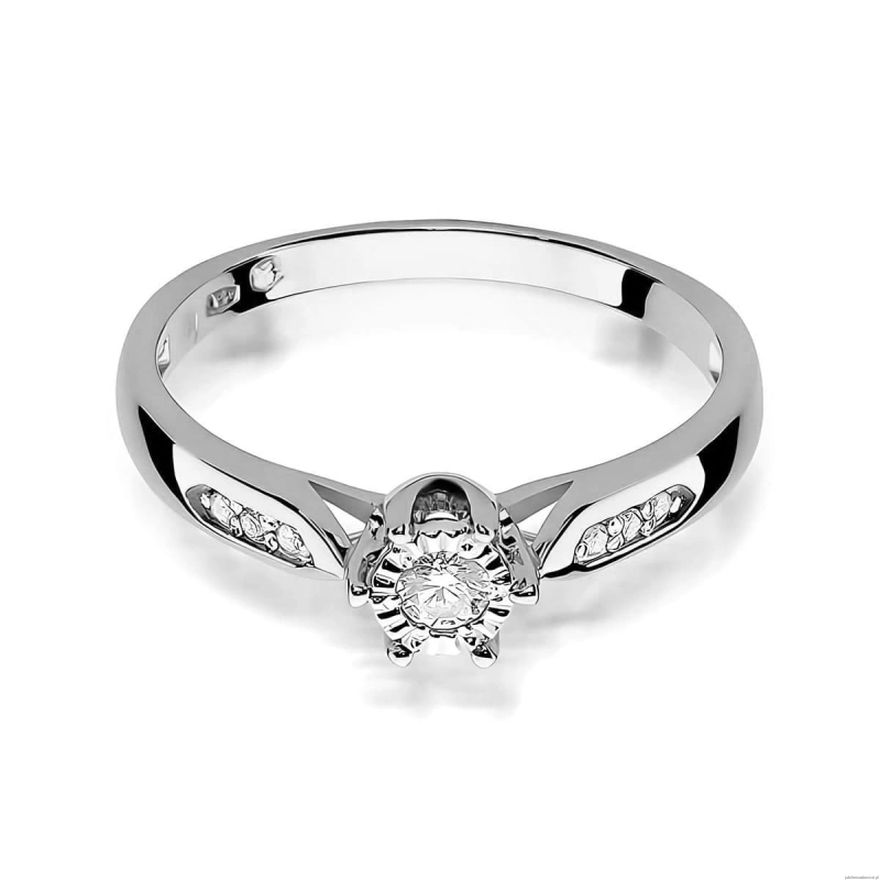 Pierścionek W0328 Diament Labortoryjny 0,08ct białe złoto