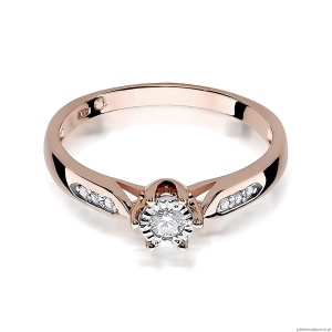 Pierścionek W0328 Diament Labortoryjny 0,08ct różowe złoto