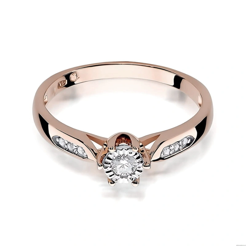 Pierścionek W0328 Diament Labortoryjny 0,08ct różowe złoto