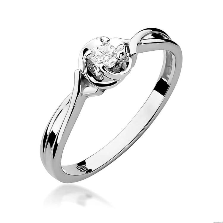 Pierścionek W0329 Diament Labolatoryjny 0,10ct białe złoto