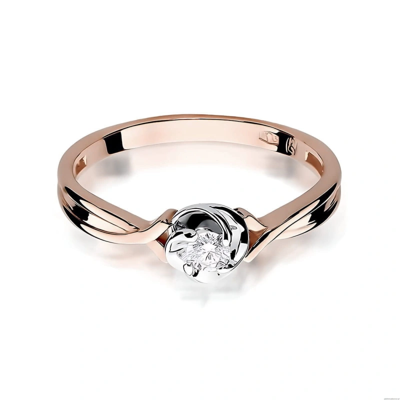 Pierścionek W0329 Diament Labolatoryjny 0,10ct różowe złoto