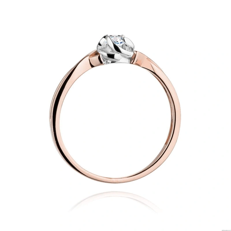 Pierścionek W0329 Diament Labolatoryjny 0,10ct różowe złoto