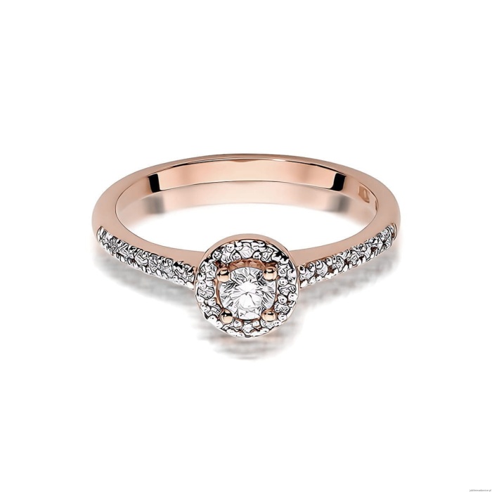 Pierścionek W0406 Diament Laboratoryjny 0,15ct różowe złoto