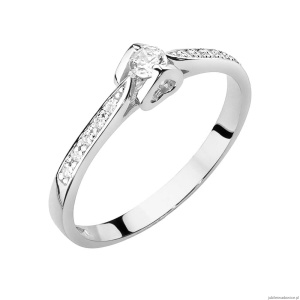 Pierścionek W0435 Diament Laboratoryjny 0,10ct białe złoto
