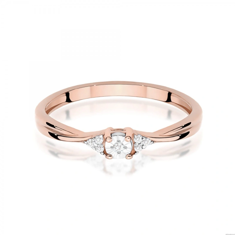 Pierścionek W0682 Diament 0,01ct różowe złoto