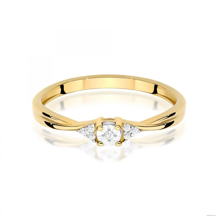 Pierścionek W0682 Diament 0,01ct żółte złoto