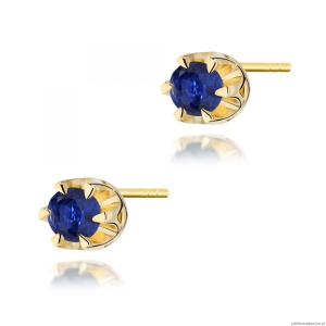 Kolczyki K0032 Szafir 2 x 0,15ct żółte złoto