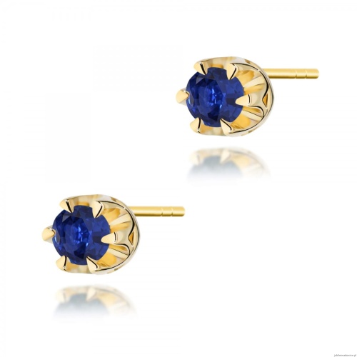 Kolczyki K0032 Szafir 2 x 0,15ct żółte złoto