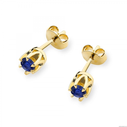 Kolczyki K0032 Szafir 2 x 0,15ct żółte złoto