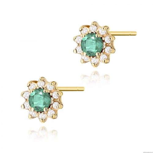 Kolczyki K0185 Szmaragd 2 x 0,15ct żółte złoto