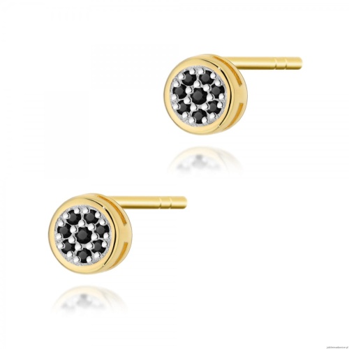 Kolczyki K0041 z czarnymi diamentami żółte złoto