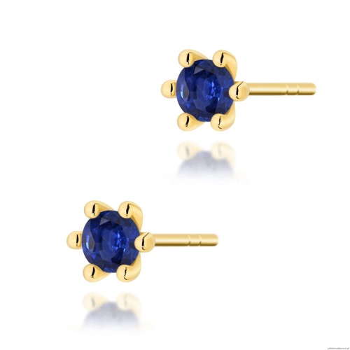 Kolczyki K0222 Szafir 2 x 0,15ct żółte złoto