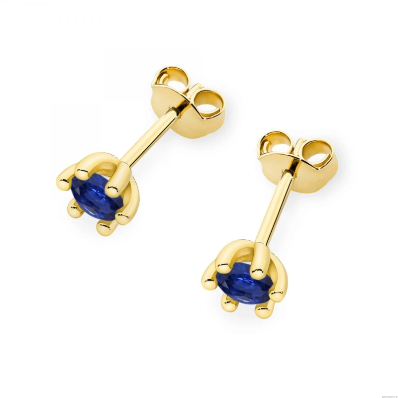 Kolczyki K0222 Szafir 2 x 0,15ct żółte złoto