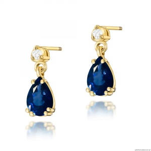 Kolczyki K0006 Szafir 2 x 0,60ct żółte złoto sztytf zakręcany