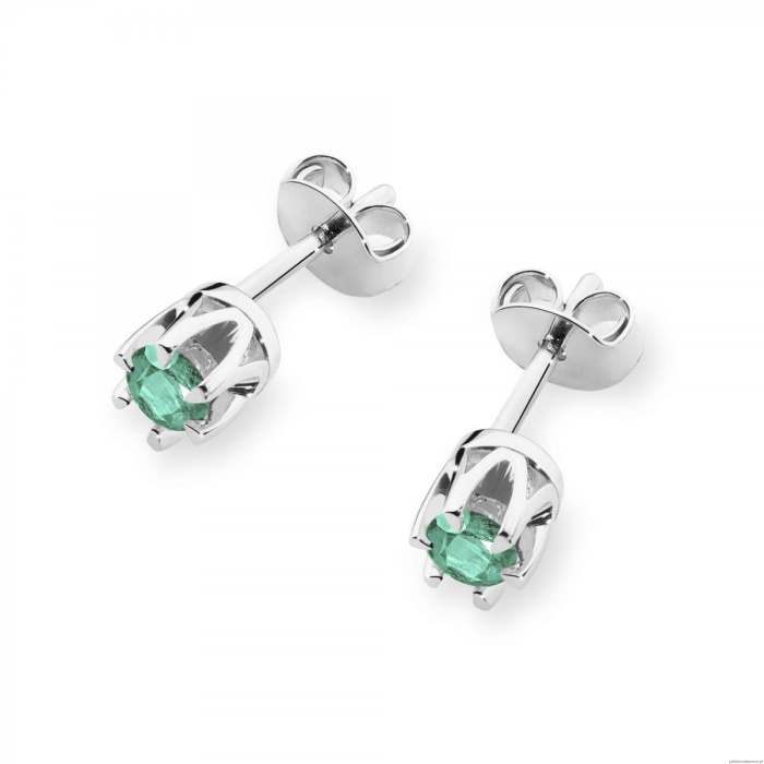 Kolczyki K0032 Szmaragd 2 x 0,15ct białe złoto sztyft zakręcany