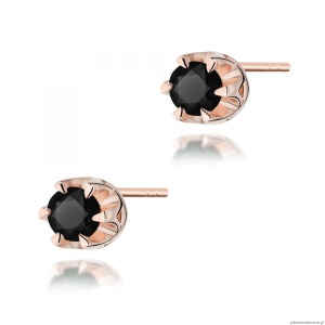 Kolczyki K0032 Czarny Diament 2 x 0,12ct różowe złoto