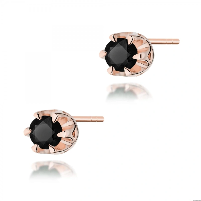 Kolczyki K0032 Czarny Diament 2 x 0,12ct różowe złoto