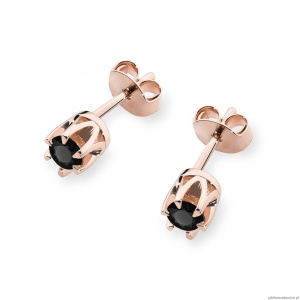Kolczyki K0032 Czarny Diament 2 x 0,12ct różowe złoto sztyft zakręcany