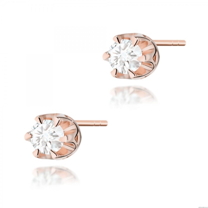 Kolczyki K0032 Diament 2 x 0,12ct różowe złoto sztyft zakręcany