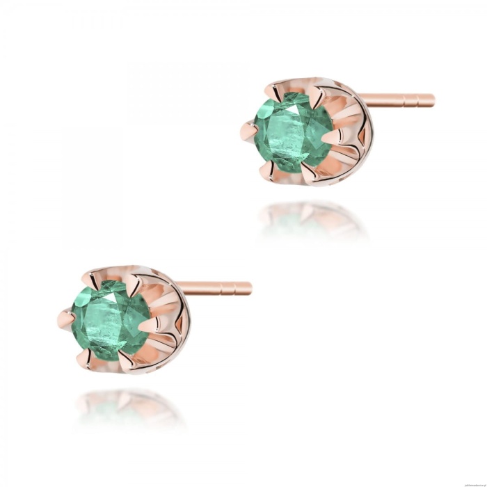 Kolczyki K0032 Szmaragd 2 x 0,15ct różowe złoto