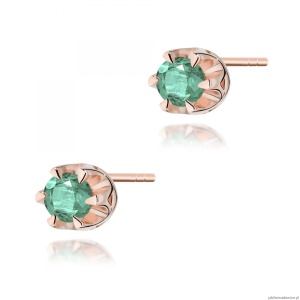 Kolczyki K0032 Szmaragd 2 x 0,15ct różowe złoto sztyft zakręcany