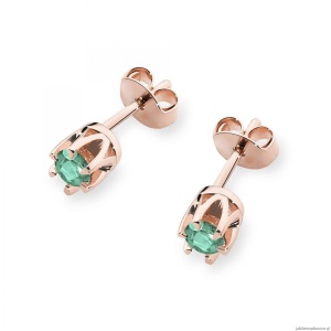 Kolczyki K0032 Szmaragd 2 x 0,15ct różowe złoto sztyft zakręcany