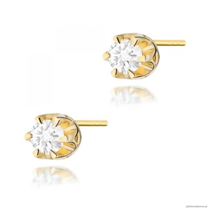 Kolczyki K0032 Diament 2 x 0,12ct żółte złoto sztyft zakręcany