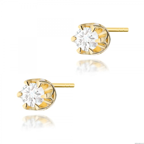 Kolczyki K0032 Diament 2 x 0,12ct żółte złoto sztyft zakręcany