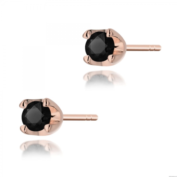 Kolczyki K0034 czarny diament 2 x 0,12ct różowe złoto
