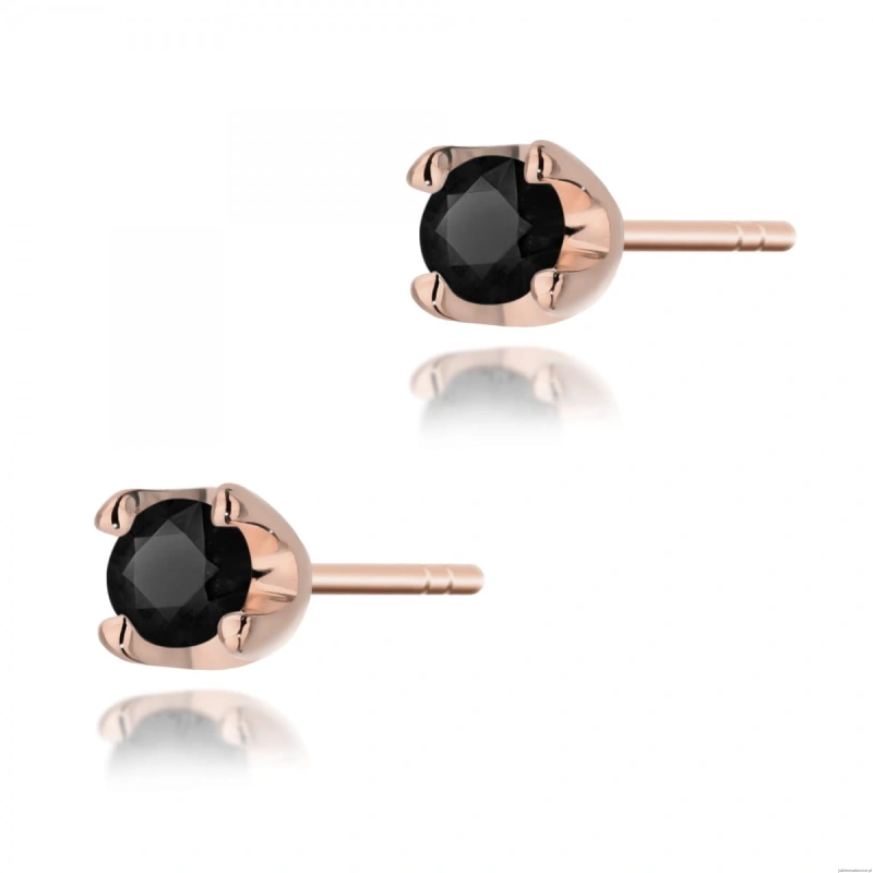 Kolczyki K0034 czarny diament 2 x 0,12ct różowe złoto