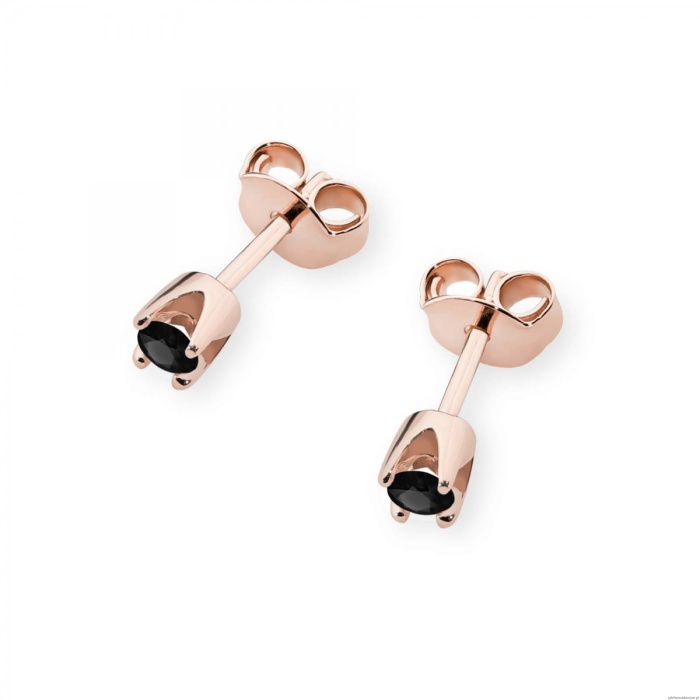 Kolczyki K0034 czarny diament 2 x 0,12ct różowe złoto
