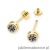 Kolczyki K0041 z czarnymi diamentami żółte złoto sztyft zakręcany