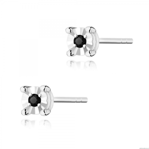 Kolczyki K0058 Czarny Diament 2 x 0,03ct białe złoto
