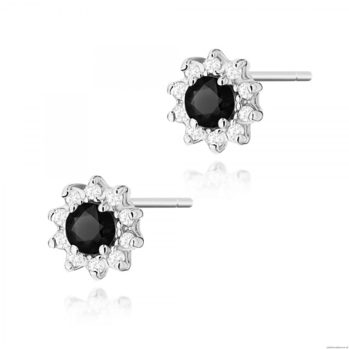 Kolczyki K0185 Czarny Diament 2 x 0,12ct białe złoto