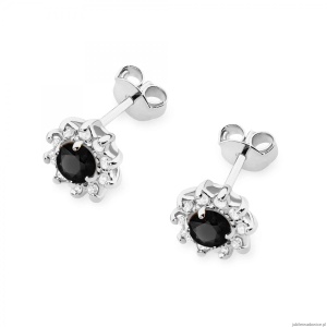 Kolczyki K0185 Czarny Diament 2 x 0,12ct białe złoto