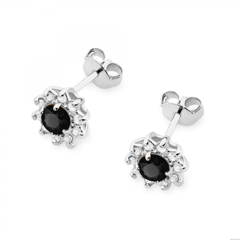 Kolczyki K0185 Czarny Diament 2 x 0,12ct białe złoto