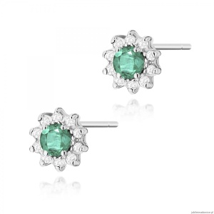 Kolczyki K0185 Szmaragd 2 x 0,15ct białe złoto