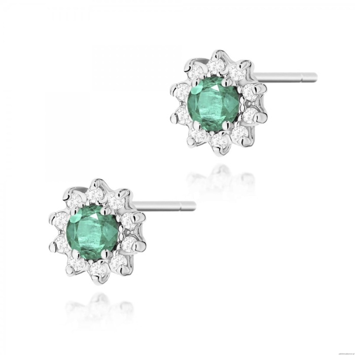 Kolczyki K0185 Szmaragd 2 x 0,15ct białe złoto