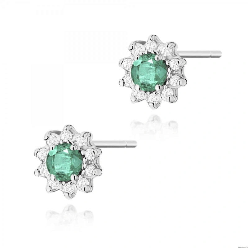Kolczyki K0185 Szmaragd 2 x 0,15ct białe złoto