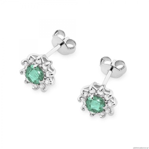 Kolczyki K0185 Szmaragd 2 x 0,15ct białe złoto
