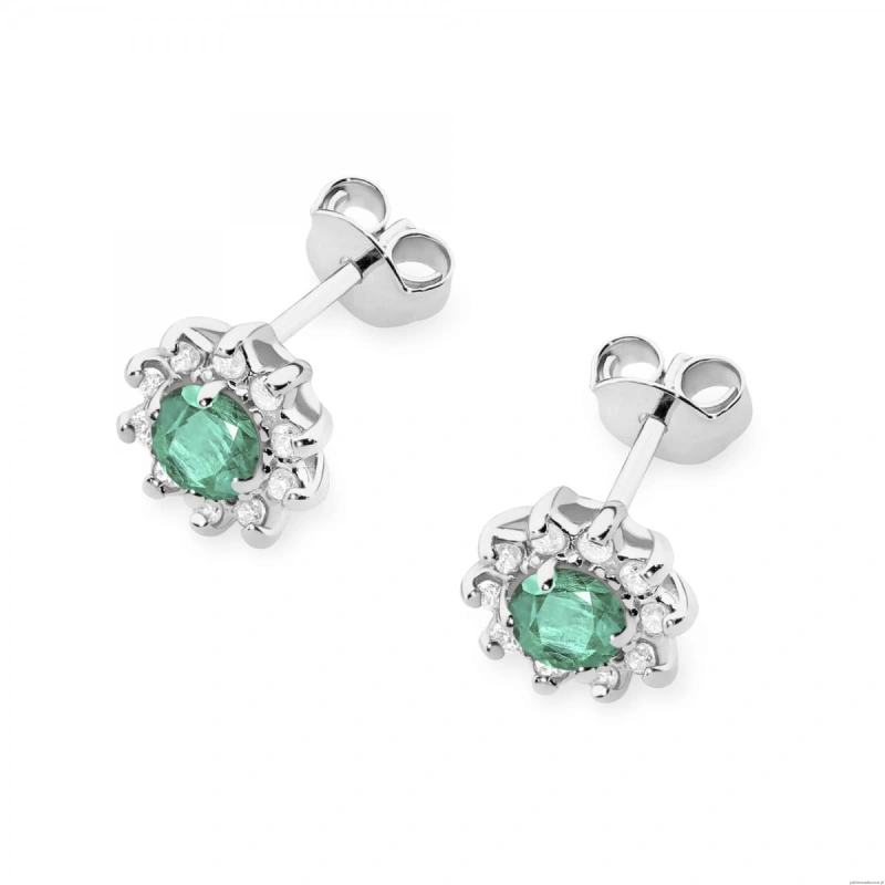Kolczyki K0185 Szmaragd 2 x 0,15ct białe złoto