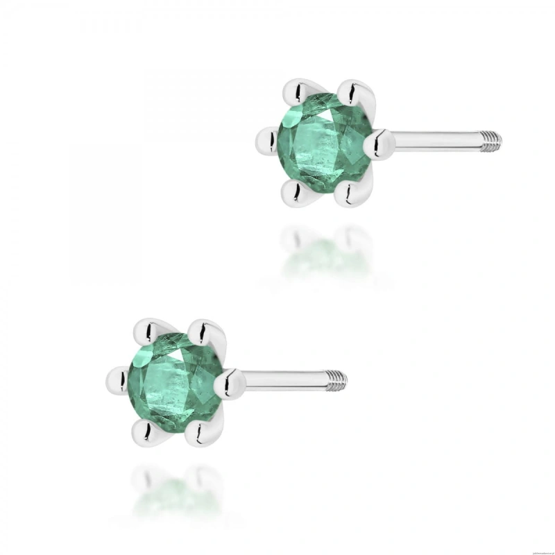 Kolczyki K0222 Szmaragd 2 x 0,15ct białe złoto sztyft zakręcany