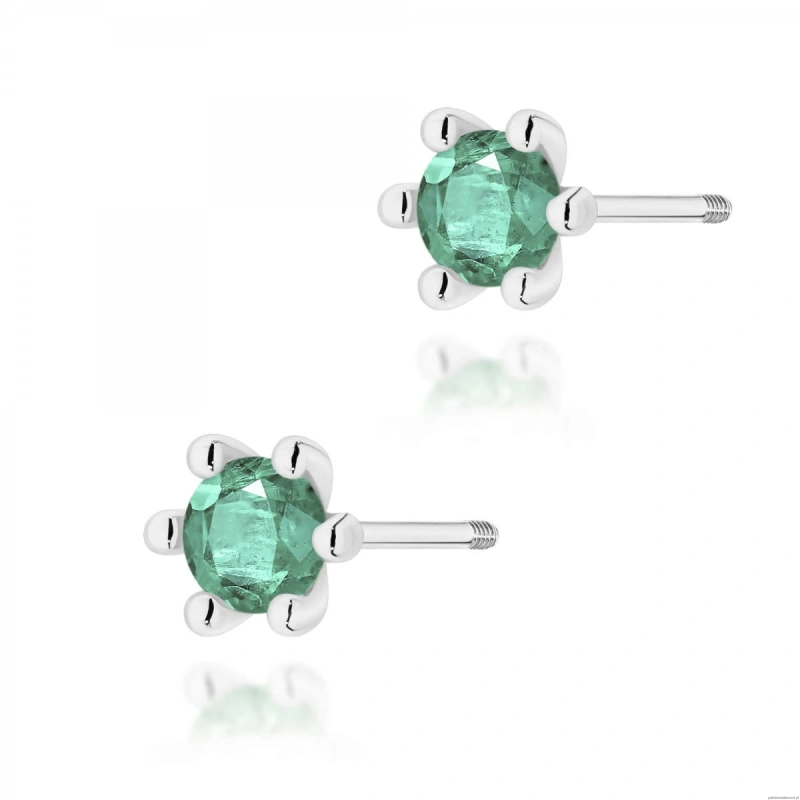 Kolczyki K0222 Szmaragd 2 x 0,30ct białe złoto sztyft zakręcany