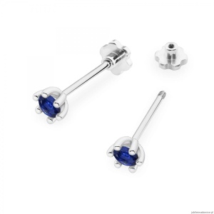 Kolczyki K0222 Szafir 2 x 0,15ct białe złoto sztyft zakręcany