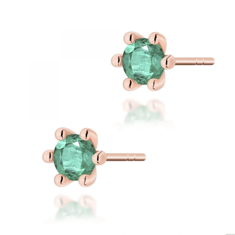 Kolczyki K0222 Szmaragd 2 x 0,30ct różowe złoto