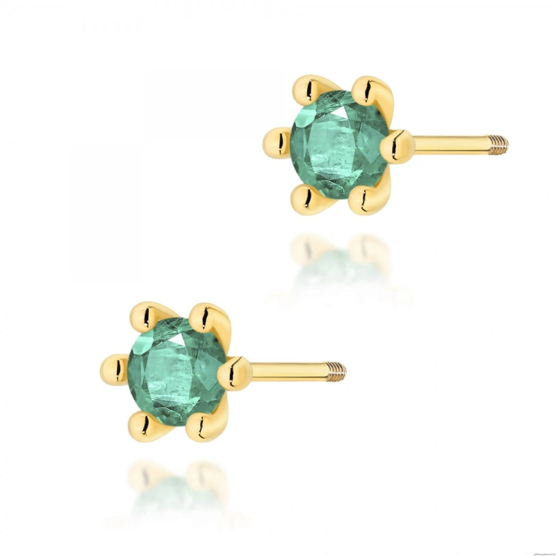 Kolczyki K0222 Szmaragd 2 x 0,30ct żółte złoto sztyft zakręcany