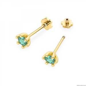 Kolczyki K0222 Szmaragd 2 x 0,30ct żółte złoto sztyft zakręcany