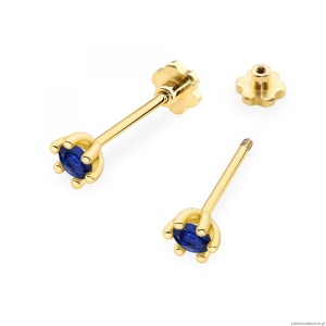 Kolczyki K0222 Szafir 2 x 0,15ct żółte złoto sztyft zakręcany