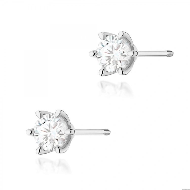 Kolczyki K0575 Diament 2 x 1.00ct białe złoto sztyft wkręcany