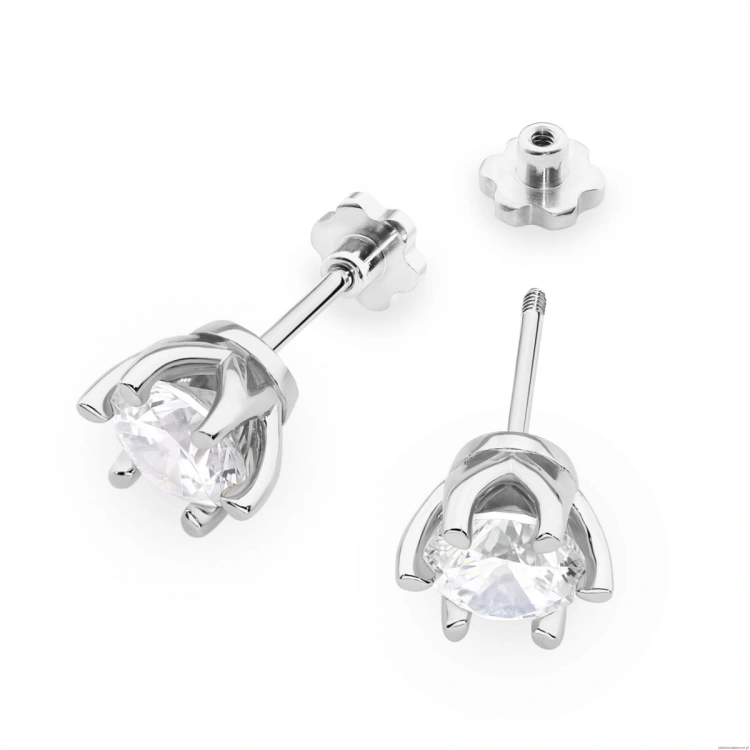 Kolczyki K0575 Diament 2 x 1.00ct białe złoto sztyft wkręcany